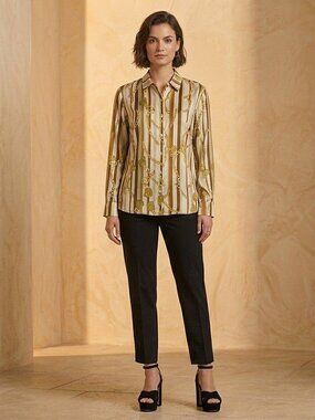 J.McLaughlin Denver Silk Point Collar Long Sleeve Size S